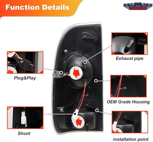 مجموعة مصابيح خلفية SMD LED لـ 97-03 Ford F150، 2004 Ford F150 Heritage، 1997-1999 Ford f250 Light Duty، 99-07 Ford f250 f350 f450 f550 Super Duty Pickup المصابيح الخلفية لامعة أسود/شفاف in Kuwait