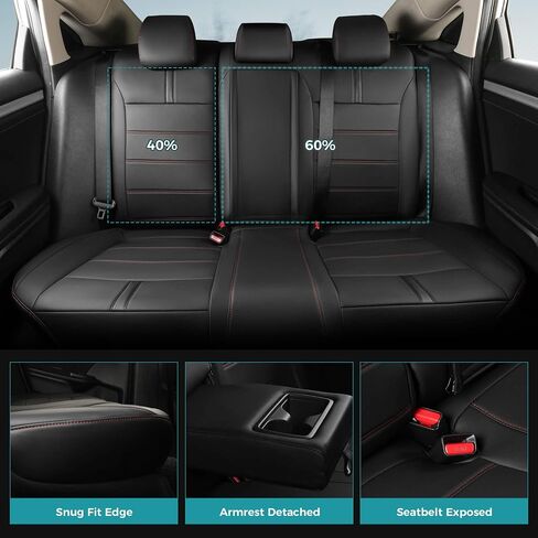 Honda Civic Seat Covers Full Set, Custom Fit 2016-2021 Civic Sedan EX-L,EX-T,EX,Touring,LX-P,Sport, Car Seats Cover Nappa Leather for Car, Waterproof Protector Seat Cushion BlackBlue in Kuwait