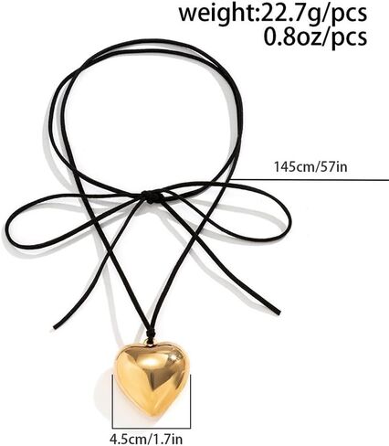 Chunky Puffy Heart Choker Necklace Big Glass Heart Pendant Necklace Adjustable Gothic Braided Black Velvet Chain for Women Y2K Jewelry in Saudi Arabia