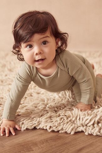 بدلة قطعة واحدة بأكمام طويلة للجنسين من MORI Baby مع رقبة على شكل ظرف - رومبير كاجوال مريح مناسب للأطفال للأولاد والبنات in Kuwait