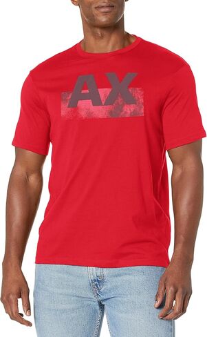 A｜X ARMANI EXCHANGE Men's Regular Fit Crew Neck Cotton Jersey Ax Block Letter Tee in Saudi Arabia