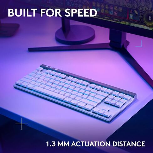 Logitech G515 Lightspeed TKL Low Profile Wireless Gaming Keyboard, LIGHTSYNC RGB, Thin Tenkeyless Design, Double-Shot PBT Keycaps, Linear (Red) Mechanical Switches - Black in Saudi Arabia