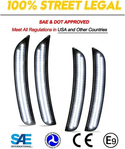 Smoked Side Marker Turn Signal Light for Dodge Challenger 2008-2014, Front Rear Side Fender Position Replacement Housing Lens Assembly with 2-Lines, Replace OE 68043395AA, 68043394AA, White in Kuwait