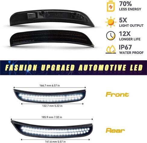Smoked Side Marker Turn Signal Light for Dodge Challenger 2008-2014, Front Rear Side Fender Position Replacement Housing Lens Assembly with 2-Lines, Replace OE 68043395AA, 68043394AA, White in Kuwait