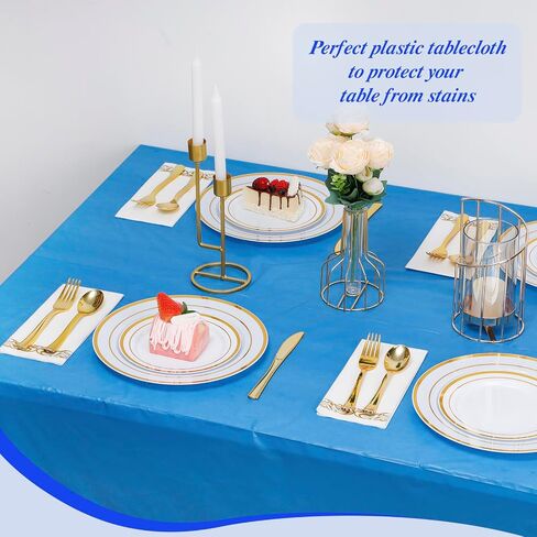 Goodluck 54 Inch X 300 Feet Plastic Table Cloths with Cutter Box, Disposable Table Cloths for Parties, Tablecloth Plastic for Party, Banquet, Wedding, Birthday, Anniversary Decorations, White in Saudi Arabia