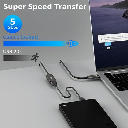 كابل تمديد USB 3.0 بطول 15 قدمًا، سلك موسع من النوع A ذكر إلى أنثى، مجدول من النايلون، نقل بيانات بسرعة 5 جيجابت في الثانية، متوافق مع كاميرا الويب، الكاميرا، محور USB، لوحة المفاتيح، الماوس، محرك الأقراص المحمول، القرص الصلب in Kuwait