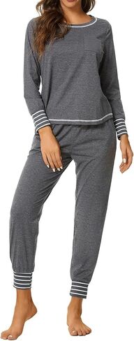 Vrtige Women's 2 Piece Pajamas Set Crewneck Long Sleeve Top and Pants PJs Set Sleepwear in Saudi Arabia