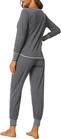 Vrtige Women's 2 Piece Pajamas Set Crewneck Long Sleeve Top and Pants PJs Set Sleepwear in Saudi Arabia