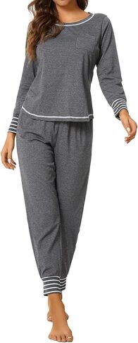 Vrtige Women's 2 Piece Pajamas Set Crewneck Long Sleeve Top and Pants PJs Set Sleepwear in Saudi Arabia