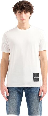 تي شيرت A｜X ARMANI EXCHANGE للرجال ذو مقاس عادي إصدار محدود من Armani Exchange X Mix Mag Patch Logo in Kuwait