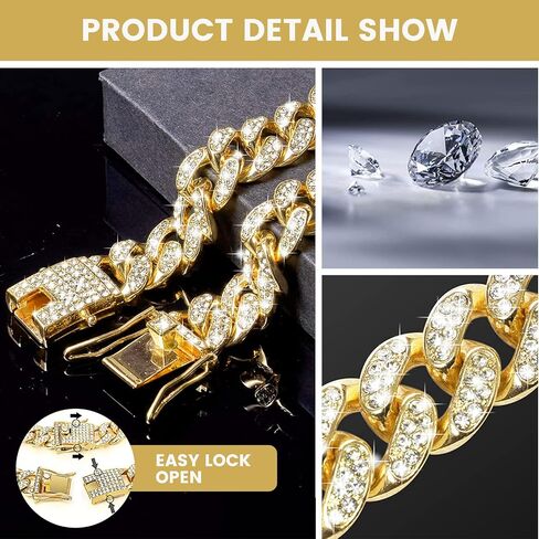 Dog Chain Collar,BOZILY Diamond Cuban Collar Walking Metal Chain Collar with Design Secure Buckle,Pet Cuban Link Dog Collar Jewelry Accessories for Small Medium Large Dogs Cats (8in, Rose Gold) in Saudi Arabia