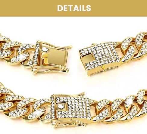 Dog Chain Collar,BOZILY Diamond Cuban Collar Walking Metal Chain Collar with Design Secure Buckle,Pet Cuban Link Dog Collar Jewelry Accessories for Small Medium Large Dogs Cats (8in, Rose Gold) in Saudi Arabia