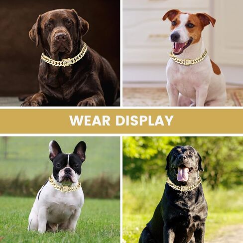 Dog Chain Collar,BOZILY Diamond Cuban Collar Walking Metal Chain Collar with Design Secure Buckle,Pet Cuban Link Dog Collar Jewelry Accessories for Small Medium Large Dogs Cats (8in, Rose Gold) in Saudi Arabia