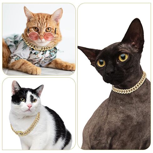 Dog Chain Collar,BOZILY Diamond Cuban Collar Walking Metal Chain Collar with Design Secure Buckle,Pet Cuban Link Dog Collar Jewelry Accessories for Small Medium Large Dogs Cats (8in, Rose Gold) in Saudi Arabia