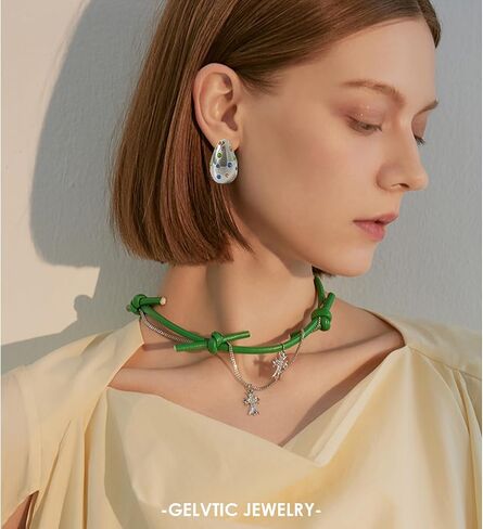 Teardrop Earrings for Women Chunky Gold Rhinestone Earrings Cubic Zirconia Silver Hoop Earrings for Water Drop Earrings Valentine's Day Christmas Jewelry Gift for Women Friend Lover Mom in Saudi Arabia