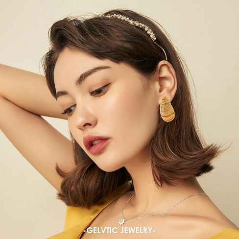 Teardrop Earrings for Women Chunky Gold Rhinestone Earrings Cubic Zirconia Silver Hoop Earrings for Water Drop Earrings Valentine's Day Christmas Jewelry Gift for Women Friend Lover Mom in Saudi Arabia