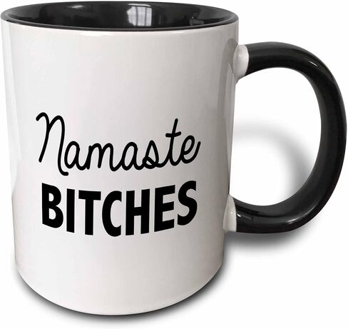 3dRose Namaste Bitches Mug, 11 oz, Black/White in Saudi Arabia