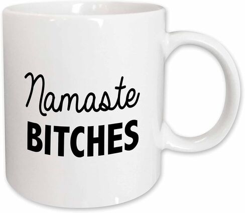 3dRose Namaste Bitches Mug, 11 oz, Black/White in Saudi Arabia