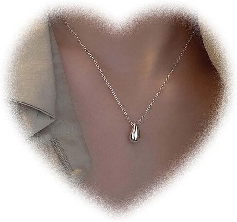 Boho Teardrop Pendant Necklace Metallic Teardrop Necklace Chain Gold Minimal Necklace Jewelry for Women and Girls Gifts (Gold) in Kuwait