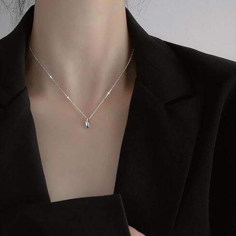 Boho Teardrop Pendant Necklace Metallic Teardrop Necklace Chain Gold Minimal Necklace Jewelry for Women and Girls Gifts (Gold) in Kuwait