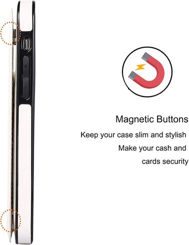 Wallet Case Compatible with iPhone 12 Pro/12,Slim Protective case with Card Holder,Premium PU Leather Kickstand Card Slots Case with 1 Protective Glass for iPhone 12pro/12(6.1") -Black in Saudi Arabia
