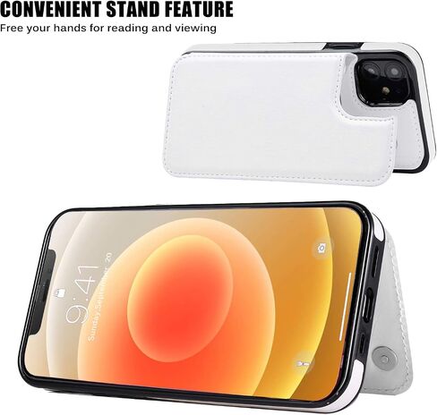 Wallet Case Compatible with iPhone 12 Pro/12,Slim Protective case with Card Holder,Premium PU Leather Kickstand Card Slots Case with 1 Protective Glass for iPhone 12pro/12(6.1") -Black in Saudi Arabia