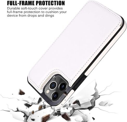 Wallet Case Compatible with iPhone 12 Pro/12,Slim Protective case with Card Holder,Premium PU Leather Kickstand Card Slots Case with 1 Protective Glass for iPhone 12pro/12(6.1") -Black in Saudi Arabia
