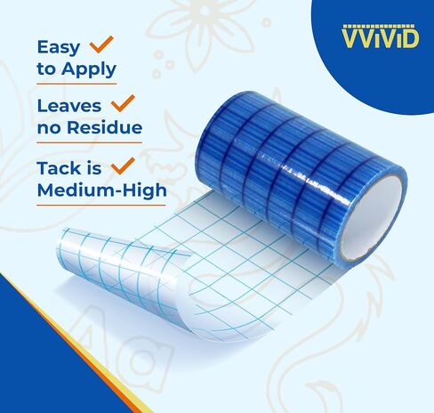 VViViD Premium Direct-Apply Transfer Tape Clear with Grid, Medium-High Tack for Crafting Vinyl, 6" x 50’ Easy-Apply Paper for Cricut, Sillhouette, Decals and Lettering in Saudi Arabia