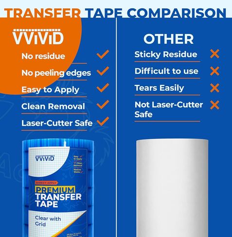 VViViD Premium Direct-Apply Transfer Tape Clear with Grid, Medium-High Tack for Crafting Vinyl, 6" x 50’ Easy-Apply Paper for Cricut, Sillhouette, Decals and Lettering in Saudi Arabia