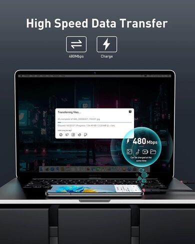 كابل Baseus USB C، (6.6 قدم، 2 حزمة)، 100 واط PD 5A QC 4.0 شحن سريع كابل USB C إلى USB C، كابل مجدول من النايلون من النوع C متوافق مع Galaxy S23 S22، iPhone 15/15 Pro/15 Plus/15 Pro Max، ماك بوك برو in Kuwait