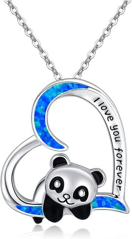 JUSTKIDSTOY Panda Necklace Gifts for Mother's Day 925 Sterling Silver Cute Animal Heart Pendant - I Love You Forever Jewelry for Women Daughter Panda Lover in Kuwait