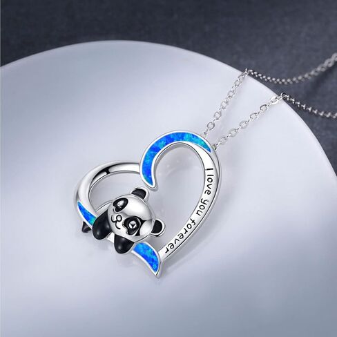 JUSTKIDSTOY Panda Necklace Gifts for Mother's Day 925 Sterling Silver Cute Animal Heart Pendant - I Love You Forever Jewelry for Women Daughter Panda Lover in Kuwait
