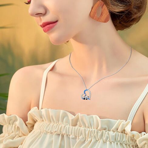 JUSTKIDSTOY Panda Necklace Gifts for Mother's Day 925 Sterling Silver Cute Animal Heart Pendant - I Love You Forever Jewelry for Women Daughter Panda Lover in Kuwait