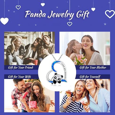JUSTKIDSTOY Panda Necklace Gifts for Mother's Day 925 Sterling Silver Cute Animal Heart Pendant - I Love You Forever Jewelry for Women Daughter Panda Lover in Kuwait