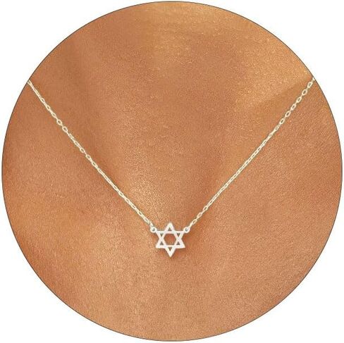 HANLI Silver Necklaces for Women - 14K White Gold Plated Collection | Featuring Beads, Infinity, Star of David, Circle, and Hummingbird Pendants in Saudi Arabia