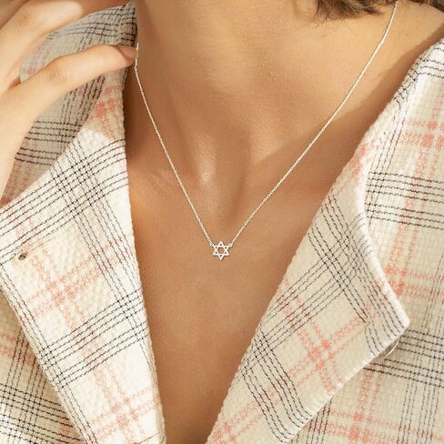 HANLI Silver Necklaces for Women - 14K White Gold Plated Collection | Featuring Beads, Infinity, Star of David, Circle, and Hummingbird Pendants in Saudi Arabia
