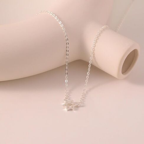 HANLI Silver Necklaces for Women - 14K White Gold Plated Collection | Featuring Beads, Infinity, Star of David, Circle, and Hummingbird Pendants in Saudi Arabia