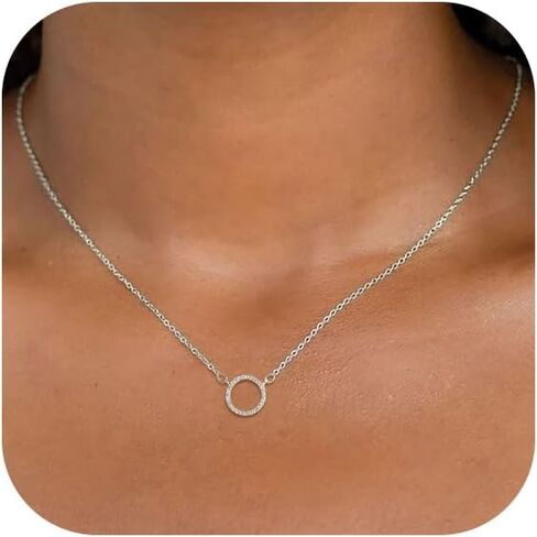 HANLI Silver Necklaces for Women - 14K White Gold Plated Collection | Featuring Beads, Infinity, Star of David, Circle, and Hummingbird Pendants in Saudi Arabia