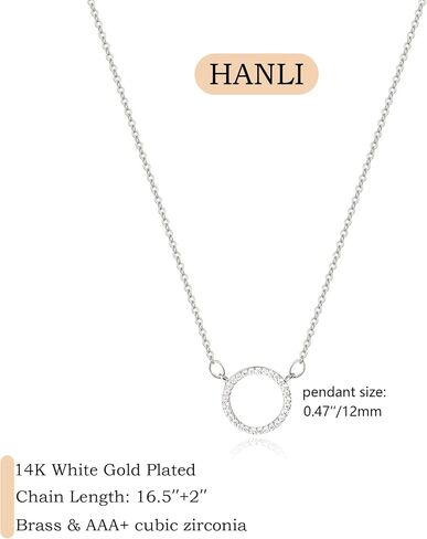 HANLI Silver Necklaces for Women - 14K White Gold Plated Collection | Featuring Beads, Infinity, Star of David, Circle, and Hummingbird Pendants in Saudi Arabia