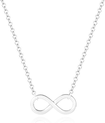 قلادات هانلي الفضية للنساء - مجموعة مطلية بالذهب الأبيض عيار 14 قيراط | تتميز بمعلقات من الخرز، واللانهاية، ونجمة داود، والدائرة، والطائر الطنان in Kuwait