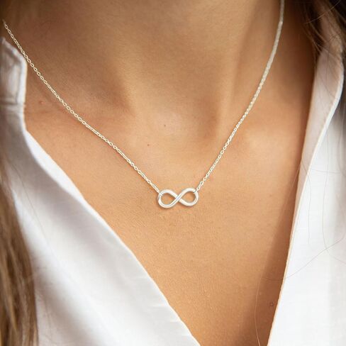 قلادات هانلي الفضية للنساء - مجموعة مطلية بالذهب الأبيض عيار 14 قيراط | تتميز بمعلقات من الخرز، واللانهاية، ونجمة داود، والدائرة، والطائر الطنان in Kuwait