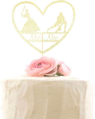 Mr & Mrs Cake Topper, Mouse Inspired Themed Wedding Party Decorations, Cartoon Mouse Bride and Groom Wedding Party, Gold Glitter in Saudi Arabia