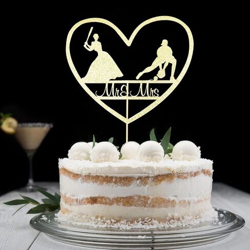 Mr & Mrs Cake Topper, Mouse Inspired Themed Wedding Party Decorations, Cartoon Mouse Bride and Groom Wedding Party, Gold Glitter in Saudi Arabia