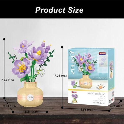 Flowers Bouquet Building Blocks Set,Mini Bricks Artificial Flower Set,DIY Sunflower Botanical Collection,Bonsai Tree Friends Set,Valentine's Anniversaries Birthday Gift for Girls Adults Women in Saudi Arabia