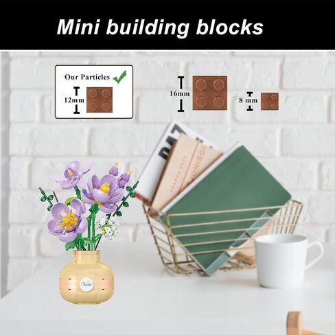 Flowers Bouquet Building Blocks Set,Mini Bricks Artificial Flower Set,DIY Sunflower Botanical Collection,Bonsai Tree Friends Set,Valentine's Anniversaries Birthday Gift for Girls Adults Women in Saudi Arabia