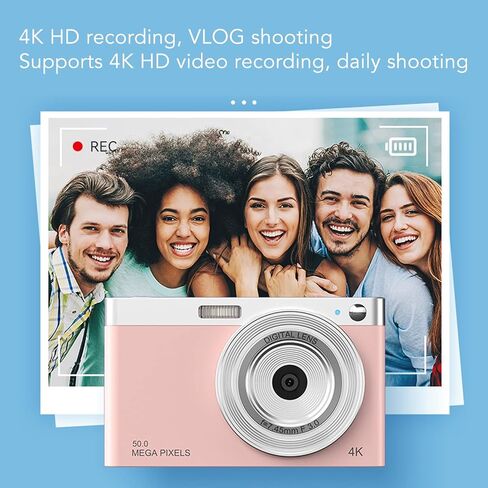 كاميرا رقمية 4K 2.88 بوصة IPS كاميرا بدون مرآة AF تركيز تلقائي 16X تكبير 50 ​​ميجابكسل تصوير ماكرو للبالغين والمراهقين (أزرق) in Kuwait