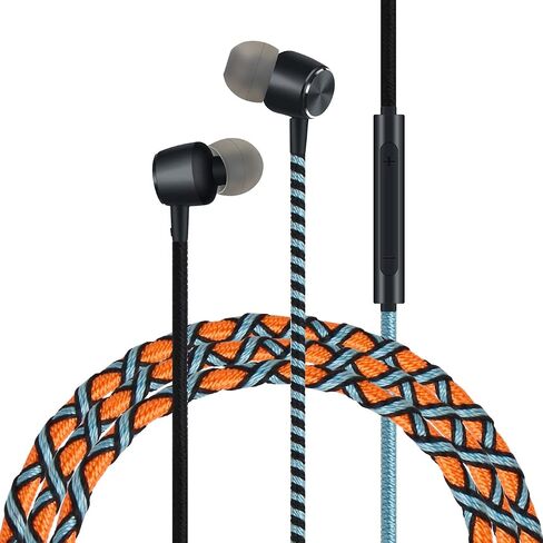URIZONS Colorful Fun in-Ear wired Earbuds Headphones - with Microphone for iPhone MP3 Laptop Tablets Fabric Braided Headset for Students(7#) in Saudi Arabia