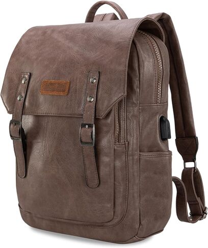 Montana West × Wrangler Brown Leather Laptop Backpack Purse Women and Men Unisex Fashion Backpack in Saudi Arabia