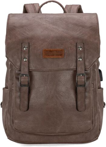 Montana West × Wrangler Brown Leather Laptop Backpack Purse Women and Men Unisex Fashion Backpack in Saudi Arabia
