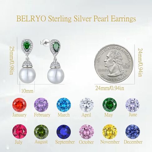 Women's Pearl Wedding Earrings 925 Sterling Silver Mother of Pearl Dangle Earrings with Cubic Zirconia Teardrop Bridal Earrings Jewelry for Women in Kuwait